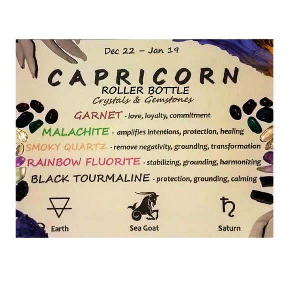 ♑ CAPRICORN Zodiac Gift Set ♑ Roller Bottle + Crystals + Loose Incense Blend - Picture 4 of 6